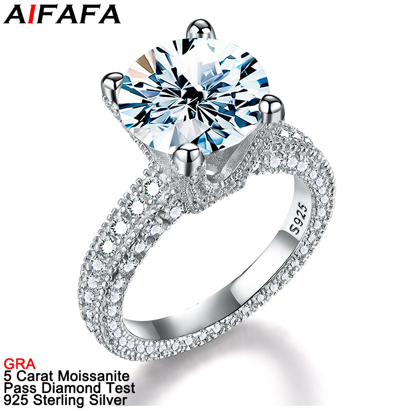Sterling Silver Ring - Bagues en diamant Moissanite véritable 5