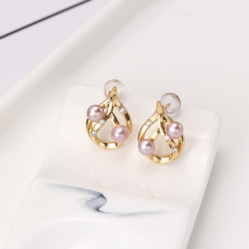 E074 Boucles d'oreilles clous  - Pearl Stud Earrings avis et prix